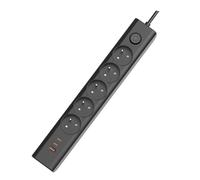 Câble de rallonge VIKING YC53B 5x 230 V + 3x USB, 1,5 m avec interrupteur, noir