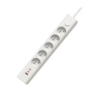 Câble de rallonge VIKING YC53W avec 5 prises + 3x USB, 1,5 m et interrupteur, blanc