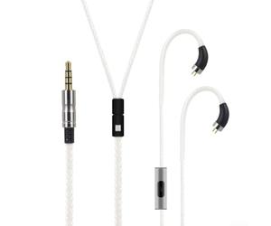 Câble de rechange à double broche de 0,78 mm avec conducteurs plaqués argent pour systèmes de moniteur intra-auriculaire FIIO FD1 ZS10 ZSN Shuore (0,78 avec micro)
