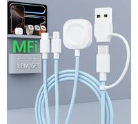 Câble de recharge magnétique 3 en 2 pour Apple Watch et iPhone Recharge rapide, câble de recharge multiple sans fil pour tous les appareils Accessoires de voyage pour Apple iPhone, Android et iWatch U