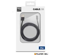 Câble de recharge pour manette PS4™. Connectique USB vers Micro USB. Longueur 3m. Câble plat, de couleur noire