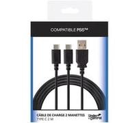 Câble de recharge Type C Under Control 3 m Noir pour 2 manettes PS5™ Noir