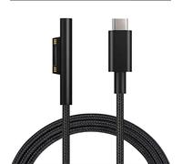 Câble de recharge USB-C compatible avec les ordinateurs portables Microsoft Surface Pro 7/6/5/4/3/Go3/2/1 Type C vers Surface Câble tressé en nylon 45 W (15 V / 3 A) - 1,8 m