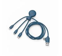 Xoopar - Mr Bio 1m Câble Multi USB 4 en 1 en Forme de Pieuvre - Chargeur Universel en Plastique Recyclé - Prise USB Universel USB-C, Lightning,Micro USB, USB pour Smartphone Universelle - Bleu