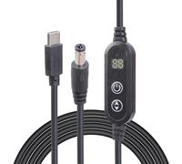 Câble de régulation de type C vers 5,5 x 2,1 mm USB C vers 5521 avec commutation réglable 5 V 9 V 12 V 15 V 20 V pour routeurs, câble de charge USB pour ventilateur de moniteur