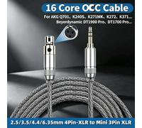 Câble de remplacement pour casque audio 16 conducteurs Mini XLR 3 broches 4,4 mm symétrique pour AKG Q701 K702 K240 K272 K371 Beyerdynamic DT1900 DT1700 XLR 3,5 3.5mm 3 pole