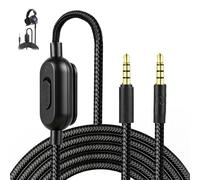 Câble de Remplacement pour Casque Compatible avec Logitech G Pro X, G Pro, G433, G233, 2M Câble Double Jack Tressé, Audio 3,5 mm d'extension de jeu Contrôle du Volume et Bouton Muet Micro (Noir)
