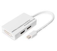 Digitus Câble répartiteur miniDP vers DP+HDMI+DVI-D 0,2 m Full HD Plug & Play Blanc