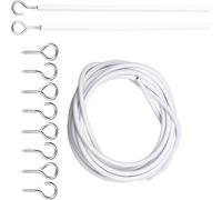 Câble de rideau blanc de 2 m avec crochets et œillets, kit de rideau en filet de 2 m avec crochets pour accrocher des rideaux de fenêtre et des images.