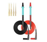 Câble de sonde multimètre avec capuchons et embouts à code couleur | Paire de câbles rouges et noirs, embouts filetés interchangeables, zones de préhension souple, configuration de mesure des