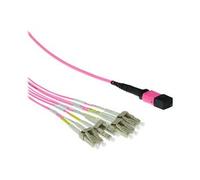 - Câble de sortie de ventilation - MTP/MPO multimode (F) pour LC multi-mode (M) - 5 m - fibre optique - 50 / 125 microns - OM4 - violet