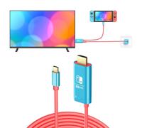 Câble De Station D'Accueil Usb C Vers Hdmi Avec Port De Charge Pd100 W, Adaptateur De Connecteur Portable Vers Tv Pour Nintendo Switch Ns/Oled Only, Miroir D'Écran 4K @ 30 Hz, 1,2 M, Bleu