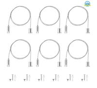 Câble de Suspension Réglable 6 Pcs 1m Fil de Suspension en Acier Inoxydable avec Vis Écrous de Montage Câble Métallique Kit de Câbles de Suspension pour Cadres Photos Lampes Bricolage, Suppport 30kg