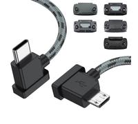 Câble de Télécommande Micro AB vers USB C pour Drones, Nylon Micro USB vers Type C Câble 30CM À Angle Droit Transfert de Données Compatible Avec DJI Mavic Mini/ SE/ Air/ Pro/ Spark Télécommande (30cm)