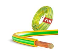 Câble de terre 6mm² - H07V-K Vert/Jaune - Longueur 25m - Souple & Robuste - Spécial Photovoltaïque, Mise à la Terre & Usage Intensif - Résistant Eau, Flammes & Produits Chimiques