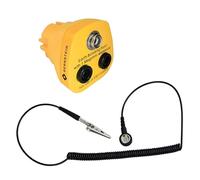 Câble de terre ESD Ambre ESD 1 Mohm, 1800 mm, 1 bouton poussoir 10 mm et fiche banane, protection efficace contre les décharges électrostatiques