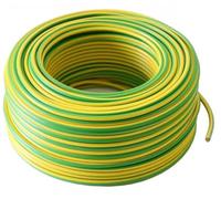 Câble de terre H07V-K 1 x 6 mm², 30 m, 6 mm², flexible, en cuivre, toron, pour installations PV, câble d'énergie solaire, câble de terre en PVC, fil fin, vert/jaune