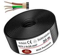 Câble de terre NYY-J courant fort - De 5 à 25 m - 4 x 16 mm² - Câble électrique OFC - Anneau pour pose en extérieur, en sous-sol (20 m)