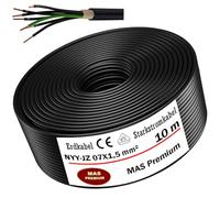 Câble de terre NYY-JZ 7 x 1,5 mm² - Câble électrique - Disponible en 5 à 100 m - Avec anneau pour pose en extérieur, en sous-sol (10 m)