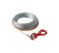 VEVOR Câble de treuil métallique 9,5 mm x 15,2 m – Acier galvanisé, 67,6 kN, crochet pivotant