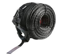 Câble de treuil synthétique - 3/8 pouces x 100 pieds - 26.500 lbs Câble de ligne de treuil avec gaine de protection - Crochet de treuil forgé - Sangle de traction - Convient universellement aux VUS et