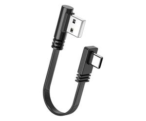 Câble de type C 66 W, cordon court plat USB A vers USB C avec extrémités coudées à 90 degrés pour un routage serré du bureau et une utilisation sur console, fil de synchronisation, gestion des câbles