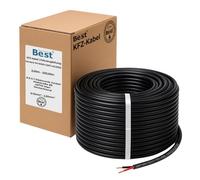 Câble de voiture pour voiture - 2 x 1,5 mm² - 50 m - Plat - Câble de véhicule - 2 broches - Câble d'alimentation pour voiture, remorque, camping-car, bateau, câble de remorque, câble électrique