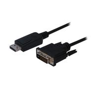 Câble adaptateur Digitus DisplayPort / DVI Fiche mâle DisplayPort, Fiche mâle DVI-D 24+1 pôles 2.00 m noir DB-340301-020-S rond, blindage double, verrouillable