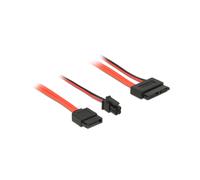 Câble DeLOCK 0.3m SATA III 6Gbps, Connecteurs SATA 7-pin + Molex (4-pin) vers Slimline SATA 13-pin, AWG 30, Noir/Rouge