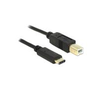 Câble DeLOCK 2m USB 2.0 Type-C vers USB 2.0 Type-B Noir, Connecteurs Mâle/Mâle, 480 Mbit/s, AWG 22/28, Diamètre 3.5mm, 3A