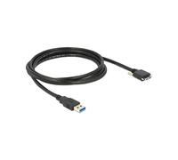 Câble DeLOCK 2m USB 3.2 Gen 1 (3.1 Gen 1) USB A vers Micro-USB B, connecteurs mâle/mâle, 5 Gbit/s, noir, diamètre 5.5mm