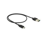 Câble DeLOCK 83845 USB 2.0 0.5m USB-A vers Micro-USB B, Contacts Or, AWG 24/32, Noir, Diamètre 2.6mm, Sachet Polyéthylène