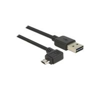 Câble DeLOCK 83853 USB 2.0 A vers Micro-USB B 2m Noir, contacts plaqués or, AWG 24/28, connecteurs mâle/mâle, diamètre 4.5mm