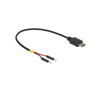 Câble DeLOCK 85419 Noir, 0.2m, Bloc Terminal 2 Broches vers PoweredUSB, 5V, AWG 22, Connecteurs Mâle Droit