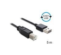 Câble DeLOCK 85553 USB 2.0 A vers B, 5m, Noir - Connecteurs Plaqué Or, 480 Mbit/s, AWG 26/22, Diamètre 4.8mm