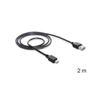 Câble DeLOCK 85554 USB 2.0 2m, Connecteurs USB-A vers Mini-USB B, Contacts Or, Débit 480 Mbit/s, Noir, Diamètre 4.5mm