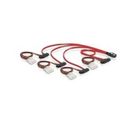 Câble DeLOCK Mini SAS 36pin vers 4x SAS 29pin + 5¼” Power Rouge 0.5m, Référence 83059, Connecteurs Mini SAS (SFF-8088) et SAS (SFF-8482)