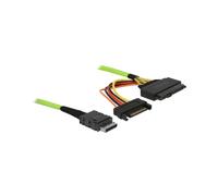 Câble DeLOCK SAS 85802, 0.5m, OCuLink SFF-8611 vers U.2 SFF-8639, 32 Gbit/s, AWG 33, Noir/Vert/Rouge/Jaune