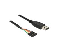 Câble DeLOCK USB 2.0-A vers TTL 6-Pin 1.8m Noir - Support Windows, macOS, Linux - Tension 3.3V - Connecteurs mâles - Réf. 83785