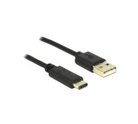 Câble DeLOCK USB 2.0 A vers USB-C 2m Noir - USB 2.0, Mâle/Mâle, 480 Mbit/s, 3A, AWG 22/28, Diamètre 3.5mm - Réf. 83327