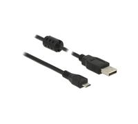 Câble DeLOCK USB 2.0 - USB-A vers Micro-USB B, 2m, M/M, Noir, Blindage Magnétique, Contacts Nickel/Or, AWG 24/28, 480 Mbit/s