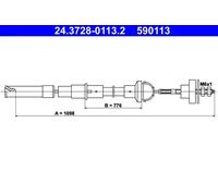 Câble d'embrayage 24.3728-0113.2 ATE pour VW GOLF II JETTA II