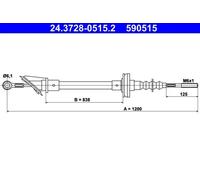 1x Tirette à câble, commande d'embrayage ATE 24.3728-0515.2 convient pour