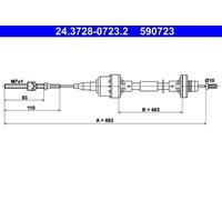 Câble d'embrayage 24.3728-0723.2 ATE pour OPEL ASTRA F A trois volumes