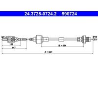 Câble d'embrayage 24.3728-0724.2 ATE pour OPEL CORSA B