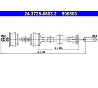 ATE Câble d'embrayage 24.3728-0803.2 pour PEUGEOT 205 I 205 II 309 I