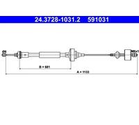 Câble d'embrayage 24.3728-1031.2 ATE pour RENAULT DACIA