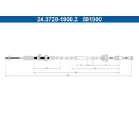 ATE Câble d'embrayage 24.3728-1900.2 pour Toyota Aygo