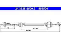 Câble d'embrayage 24.3728-2500.2 ATE pour SKODA VW