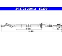 ATE Tirette à câble 24.3728-2901.2 – commande d'embrayage